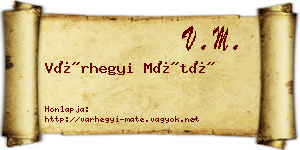 Várhegyi Máté névjegykártya